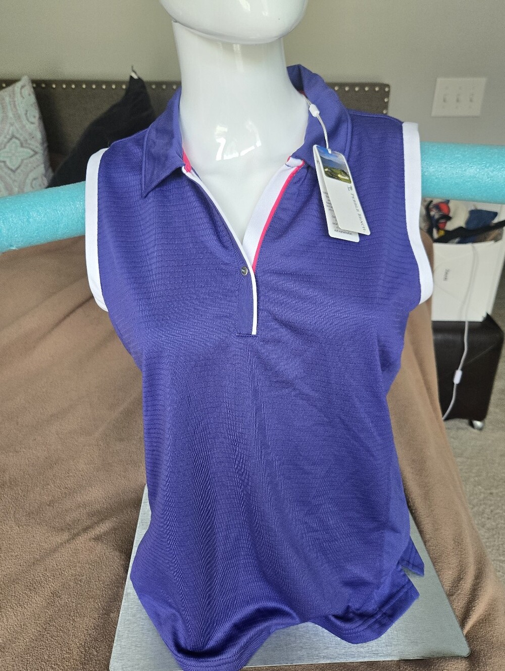 Pebble Beach Performance Women Golf Sleeveless Polo, Size L NWT